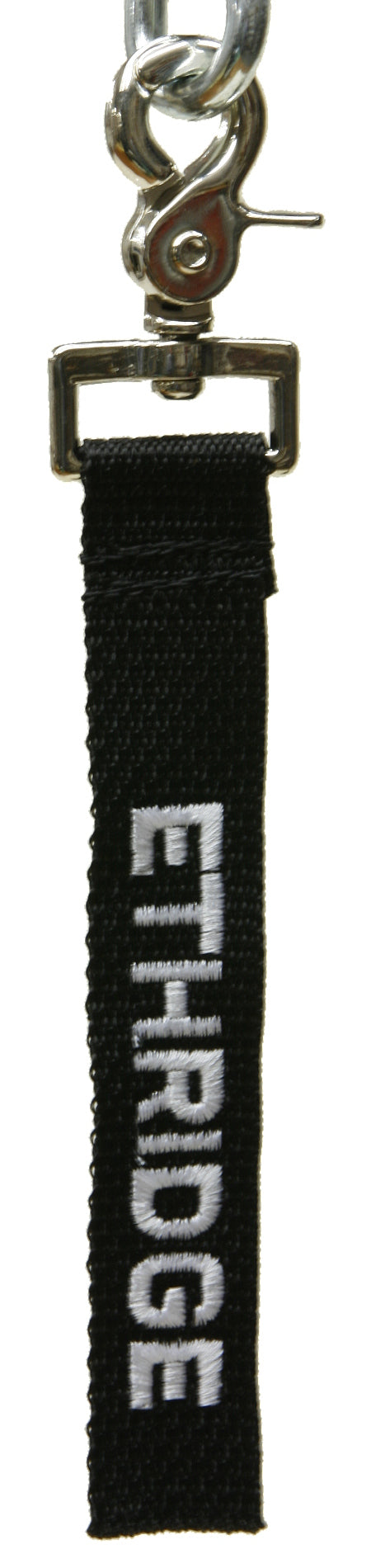 Embroidered Name Tag on 1 Inch Webbing with Clam Clip