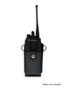 Firefighter Leather Radio Holster with Belt, Strap, Anti-Sway Strap, and Mic Loops. Perfect for Firefighters, EMT, Police-4
