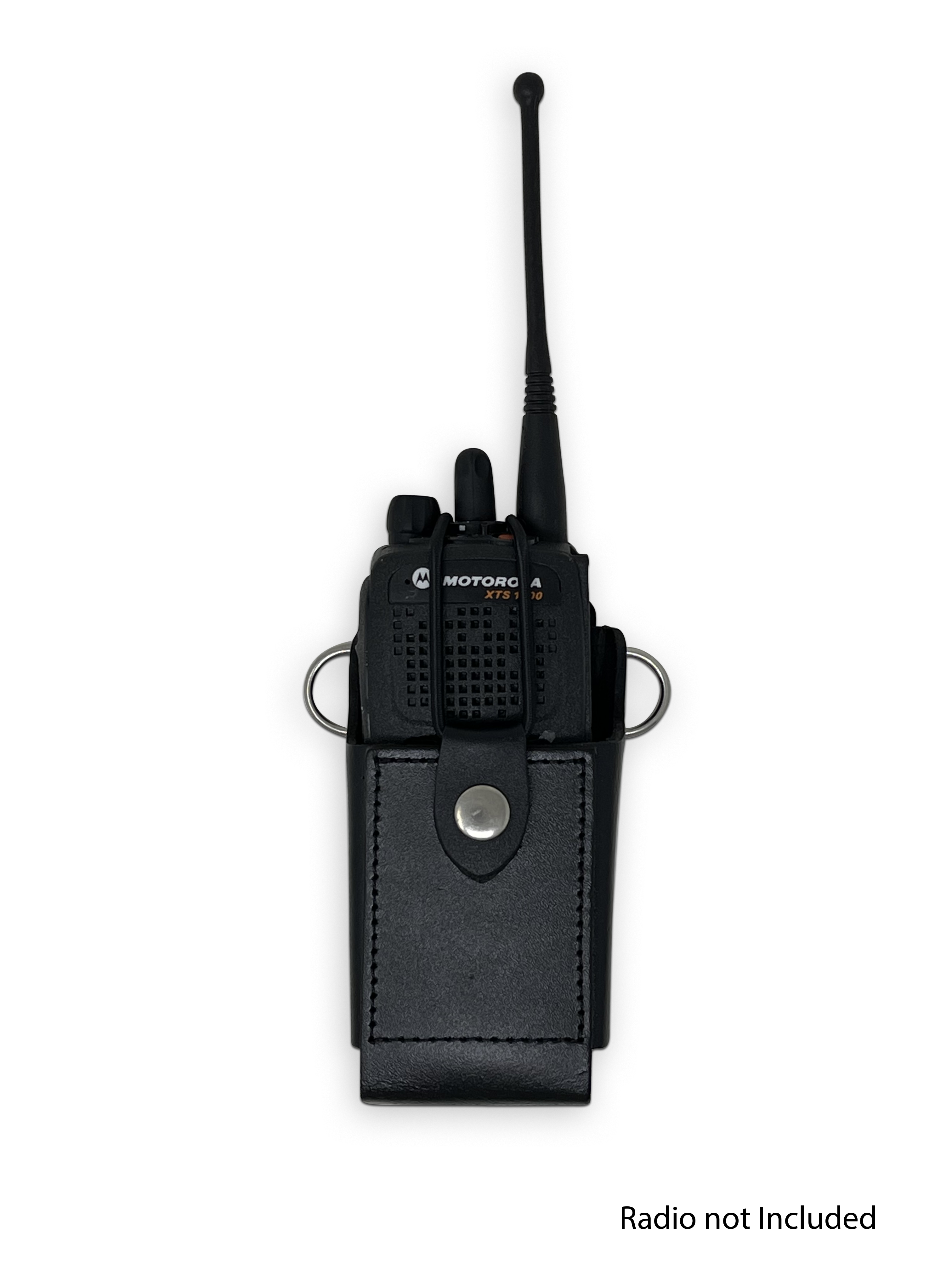Firefighter Leather Radio Holster with Belt, Strap, Anti-Sway Strap, and Mic Loops. Perfect for Firefighters, EMT, Police