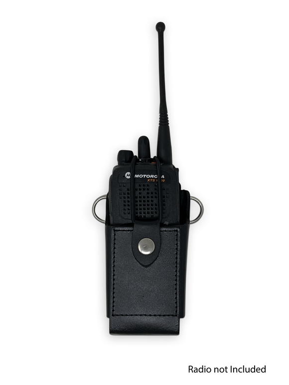 Firefighter Leather Radio Holster with Belt, Strap, Anti-Sway Strap, and Mic Loops. Perfect for Firefighters, EMT, Police