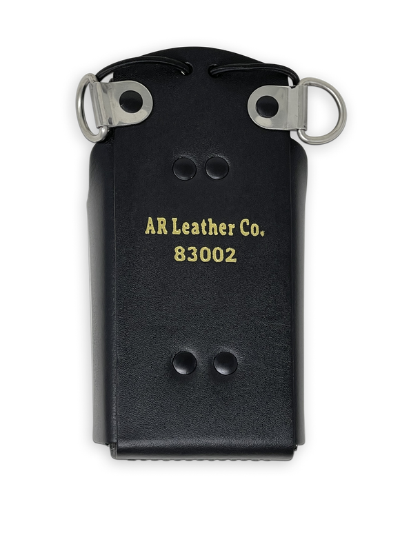 Firefighter Leather Radio Holster with Belt, Strap, Anti-Sway Strap, and Mic Loops. Perfect for Firefighters, EMT, Police