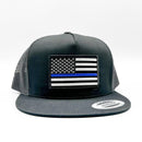 USA Thin Blue Line Flag Support Police Officers Trucker Hat-3