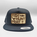 Fish Hunt Pray Christian (Brown) Trucker Hat-4