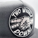 Two Wheels Down Harley Motorcycle Trucker Hat-2