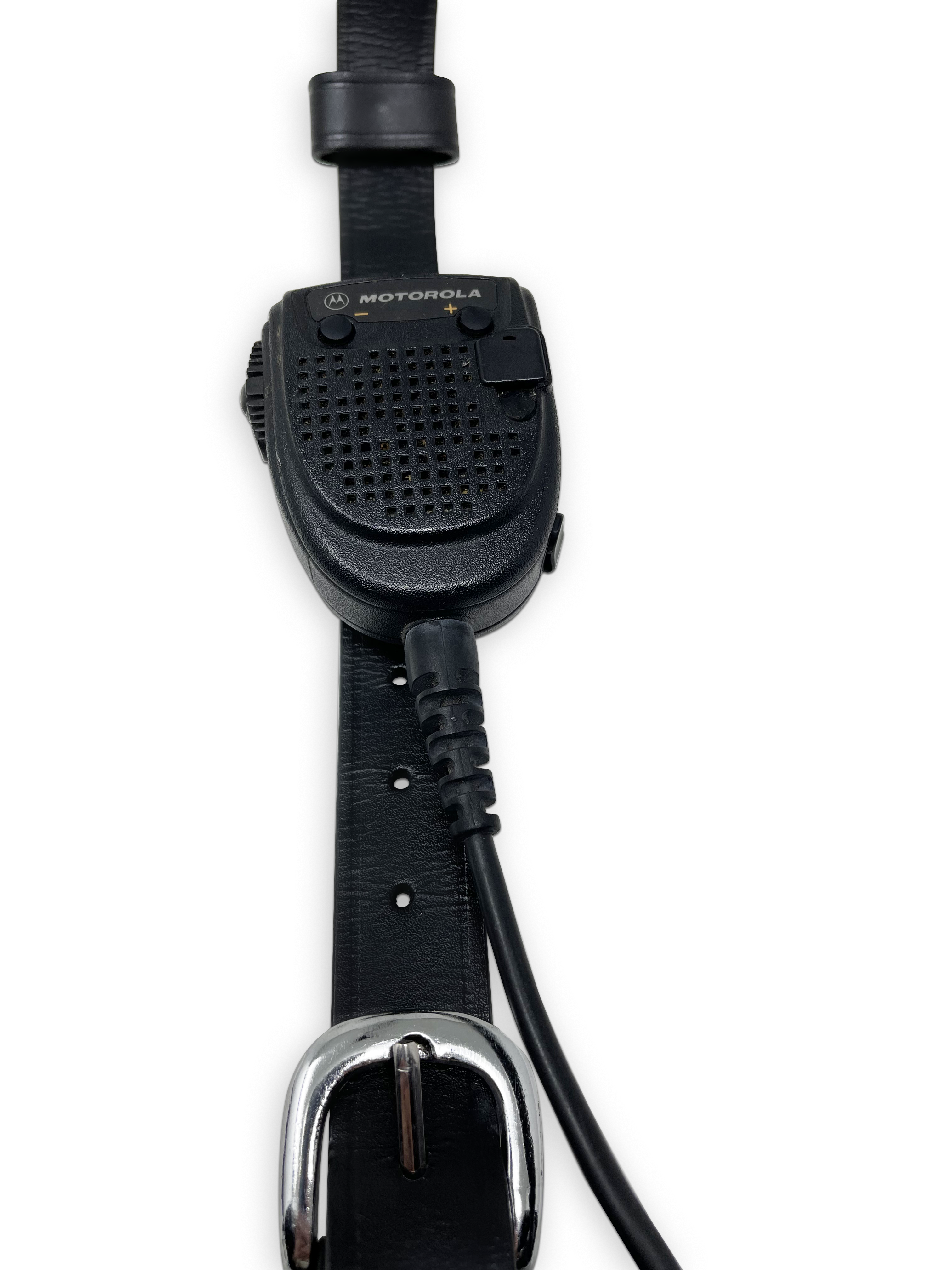 Firefighter Leather Radio Holster with Belt, Strap, Anti-Sway Strap, and Mic Loops. Perfect for Firefighters, EMT, Police