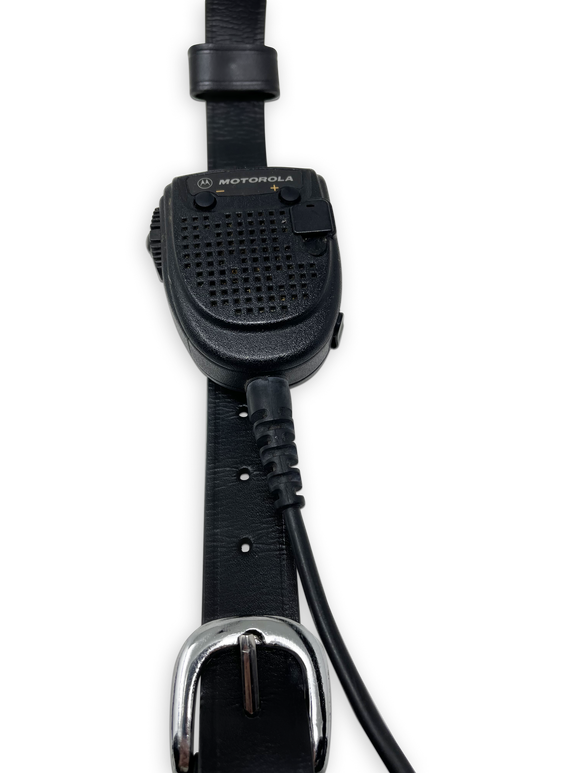 Firefighter Leather Radio Holster with Belt, Strap, Anti-Sway Strap, and Mic Loops. Perfect for Firefighters, EMT, Police