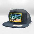 Fish Hunt Pray Christian Trucker Hat-4