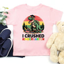 I Crushed Kindergarten T-Rex Dinosaur Graduation T-Shirt for Kids-4