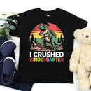 I Crushed Kindergarten T-Rex Dinosaur Graduation T-Shirt for Kids-1