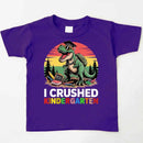 I Crushed Kindergarten T-Rex Dinosaur Graduation T-Shirt for Kids-2