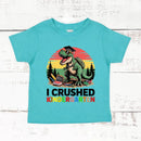 I Crushed Kindergarten T-Rex Dinosaur Graduation T-Shirt for Kids-7