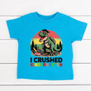 I Crushed Kindergarten T-Rex Dinosaur Graduation T-Shirt for Kids-8