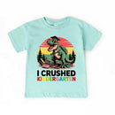 I Crushed Kindergarten T-Rex Dinosaur Graduation T-Shirt for Kids-10