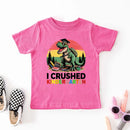 I Crushed Kindergarten T-Rex Dinosaur Graduation T-Shirt for Kids-11