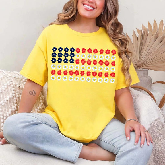 American Flag Daysies, Flowers Independence Day T-shirt