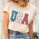 USA Floral T-Shirt - Independence Day Flowers Tees-3
