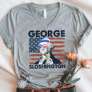 George Sloshington 4th of July Unisex V-Neck Shirt – Washington Drinking Party Tee-4