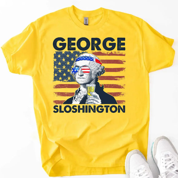 George Sloshington 4th of July Shirt – Washington Drinking Party Tee