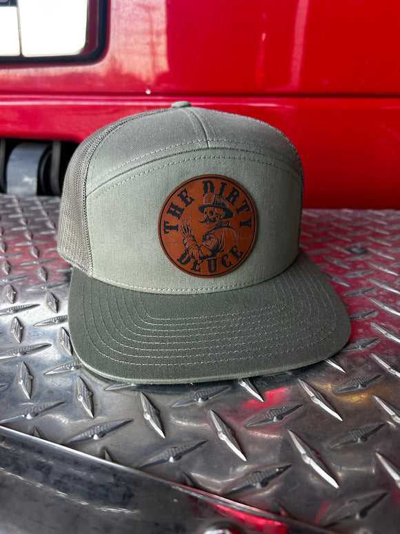 Olive Green Richardson 7 Panel Brown Leather Patch