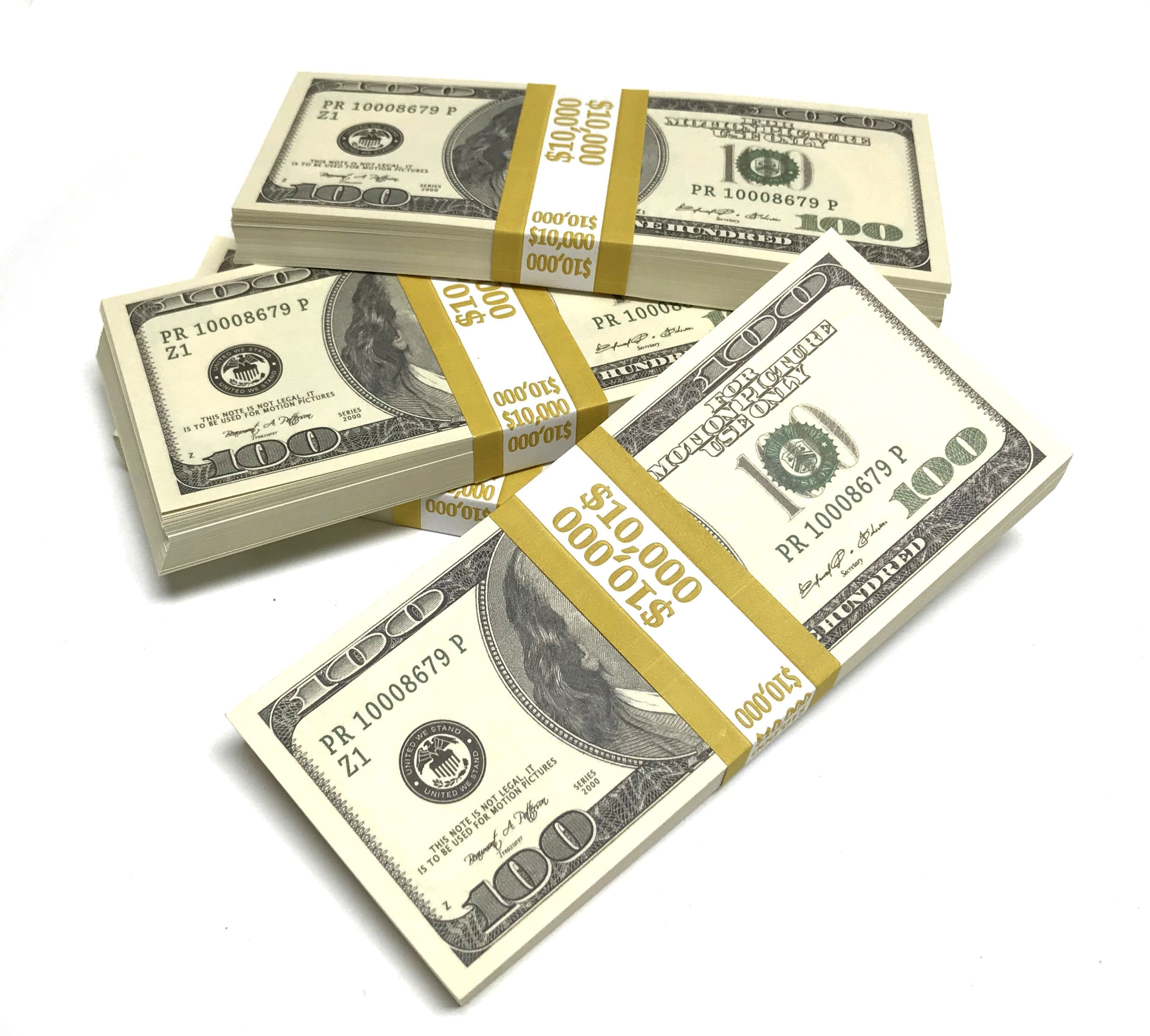 Money Prop - Series 2000 $100's Crisp New $10,000 Full Print Stack
