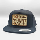 Fish Hunt Pray Christian (Brown) Trucker Hat-3