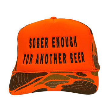 Sober Enough for Another Beer Camo Hat Custom Embroidered