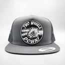 Two Wheels Down Harley Motorcycle Trucker Hat-1