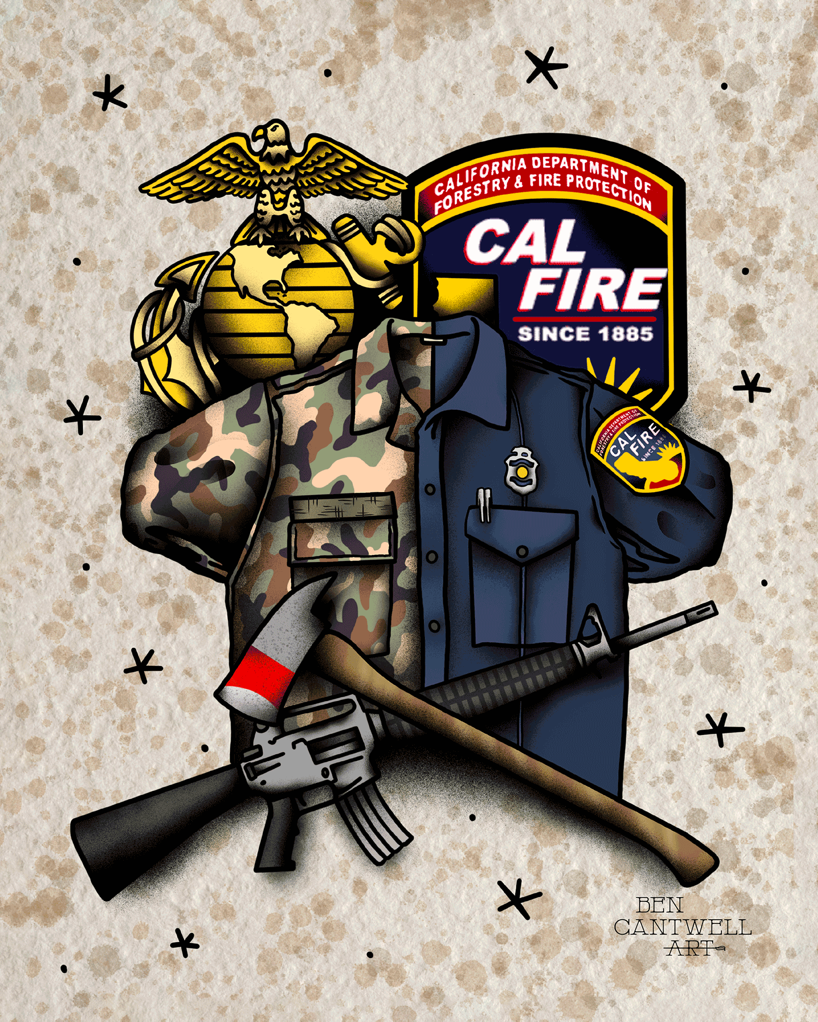 Marines and Cal Fire Uniform