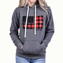 Women's Buffalo Plaid American Flag Hoodie-5