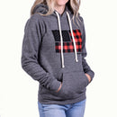 Women's Buffalo Plaid American Flag Hoodie-7