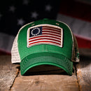 Betsy Ross Flag Patch Trucker Hat (Kelly Green)-4