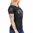 Women's Murdered Out American Flag Patriotic T-Shirt-3