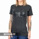 Women's Murdered Out American Flag Boyfriend Fit Patriotic T-Shirt - Heather Black-2