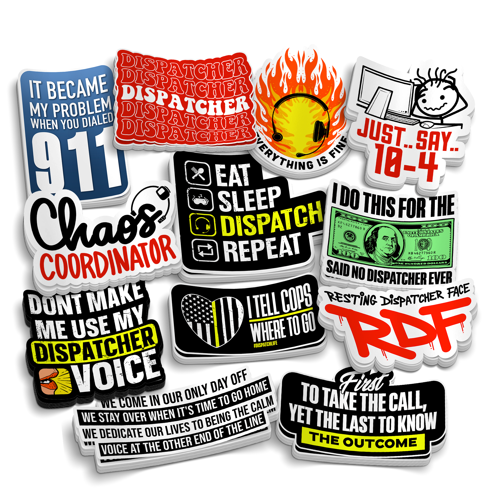 The Dispatcher Collection - Funny Sticker Pack | American Fire Brigade