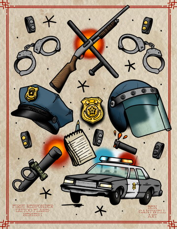 First Responder Tattoo Flash Sheet - Law Enforcement