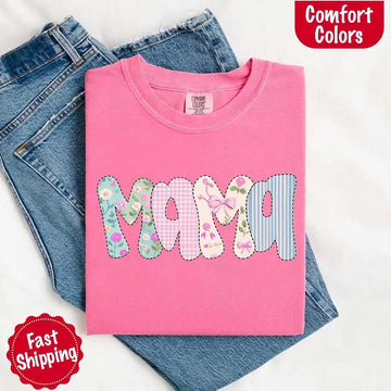Floral Mama Comfort Colors Tee – Spring Mom Shirt or Mother’s Day Gift - 0