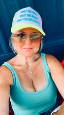 Trucker Hat - What the Helly Teal Puff-2