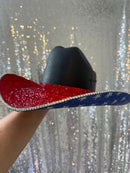 The "America" Hat in Black - Red Rhinestones on Top-3