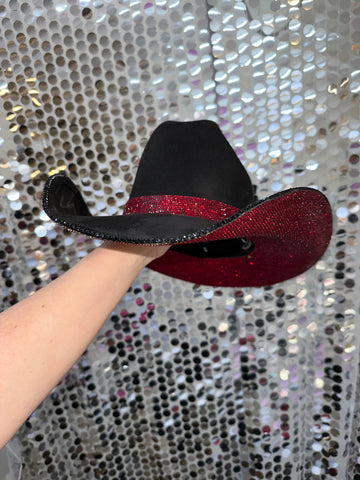 Black Suede & Maroon Rhinestones - 0