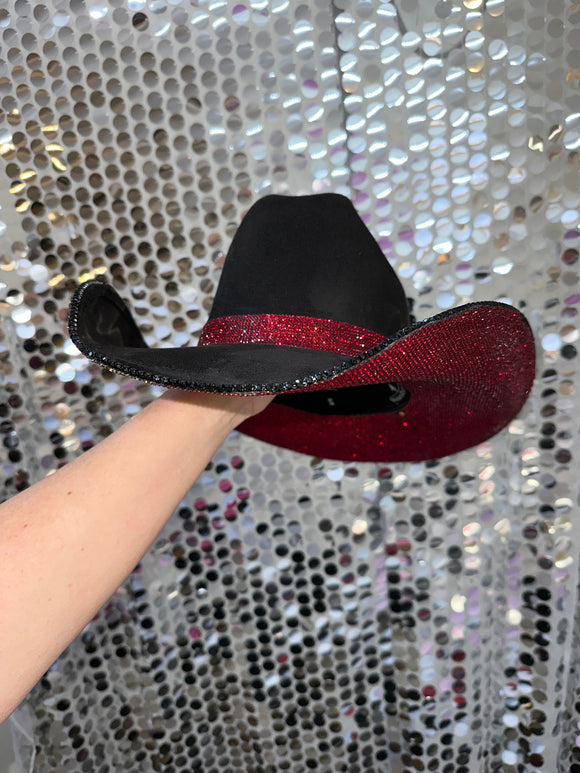 Black Suede & Maroon Rhinestones