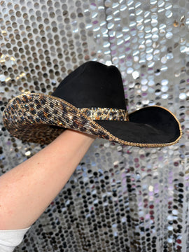 Black Suede & Brown Leopard Rhinestones