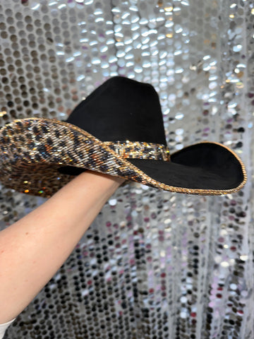 Black Suede & Brown Leopard Rhinestones - 0