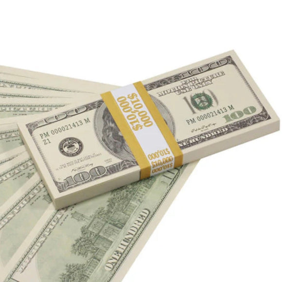 Money Prop - Series 2000 $100's Crisp New $10,000 Full Print Stack