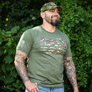 Men's Camo American Flag Patriotic T-Shirt (Army Green)-1