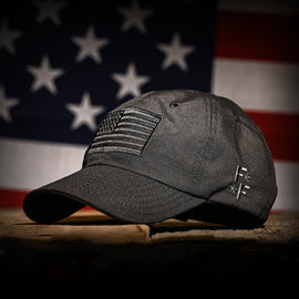 Murdered Out Black Ripstop Full Fabric American Flag Range Hat