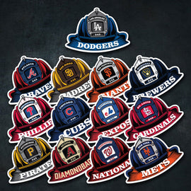 MLB (NL) Fire Helmet Stickers - 3 Pack