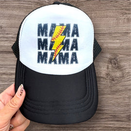 Trucker Hat -  "MAMA - Softball Lightning Bolt"