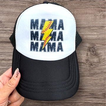 Trucker Hat -  "MAMA - Softball Lightning Bolt"