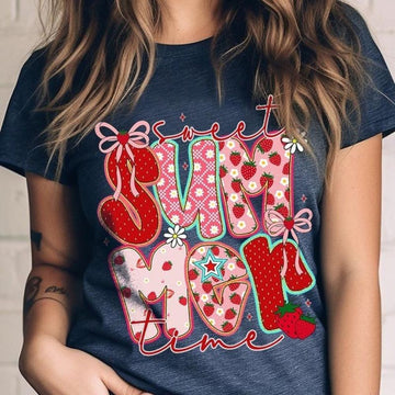 Sweet Summertime Graphic Tee – Cute Retro Summer T-Shirt, Aesthetic Beach Vibes, Casual Trendy Outfit - 0