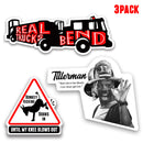 Truck Tillerman 3 Pack Firefighter Helmet Sticker-1